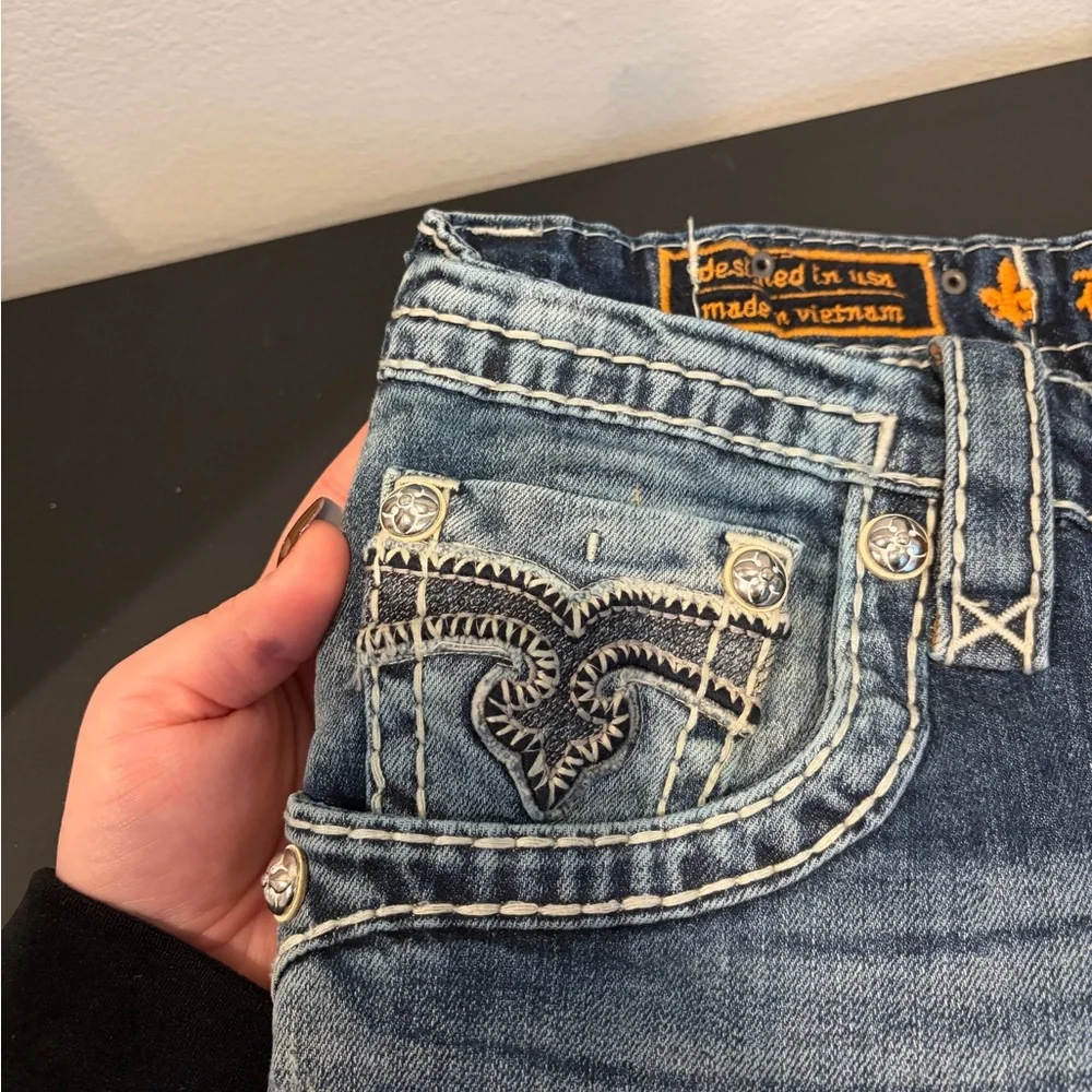 Rock Revival Men's Distressed Blue Jeans